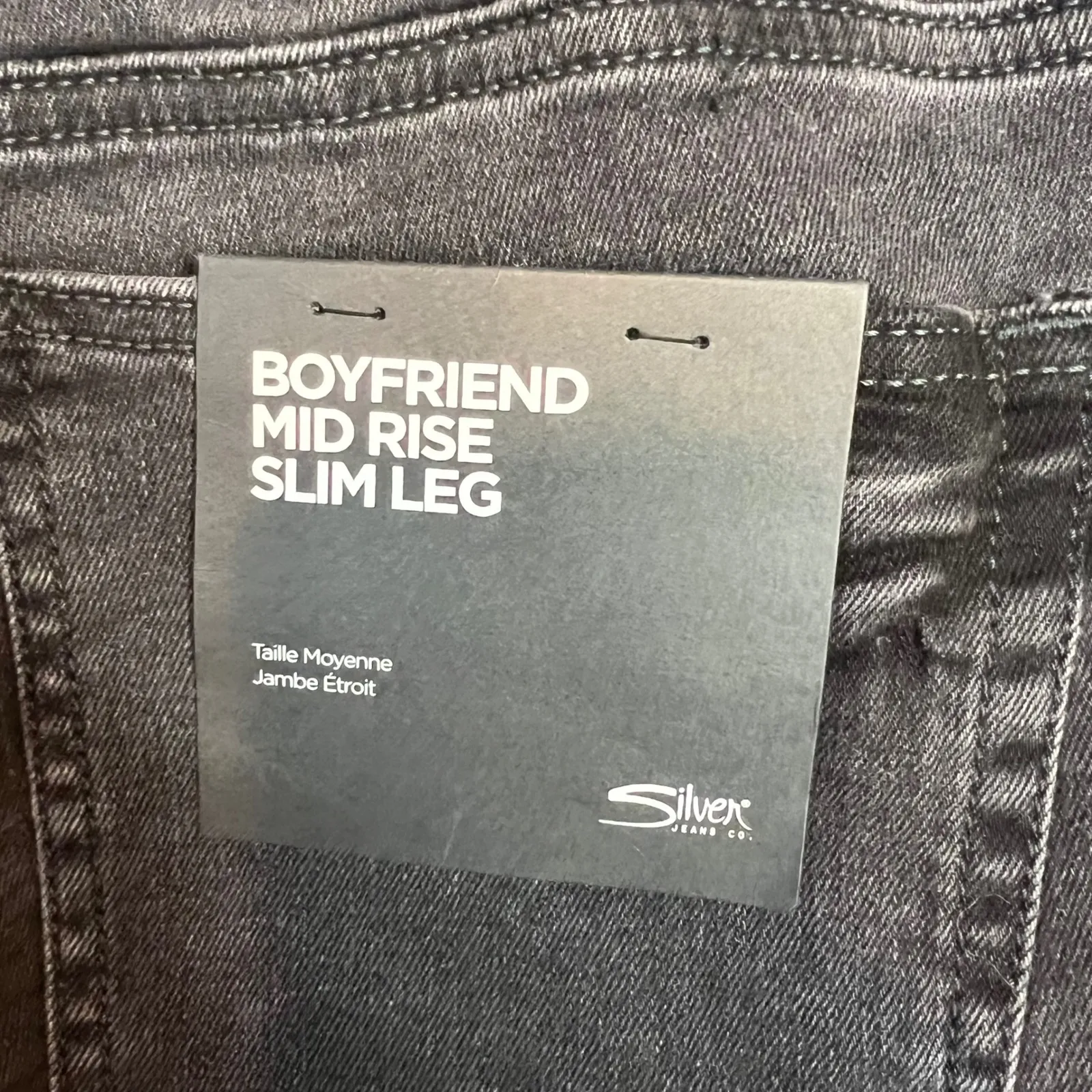 Silver Jeans Co Boyfriend Mid Rise Slim Leg Jeans Plus Sz 20W Distress Black NWT - Image 2