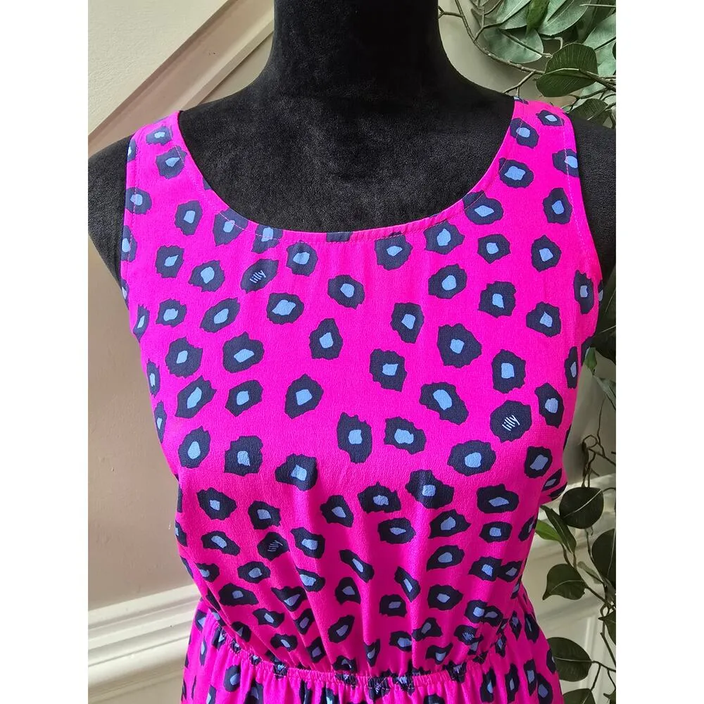 Lilly Pulitzer Blouse Top Womens Size XS Pink Silk Leopard Sleeveless Peplum Hem - Image 11