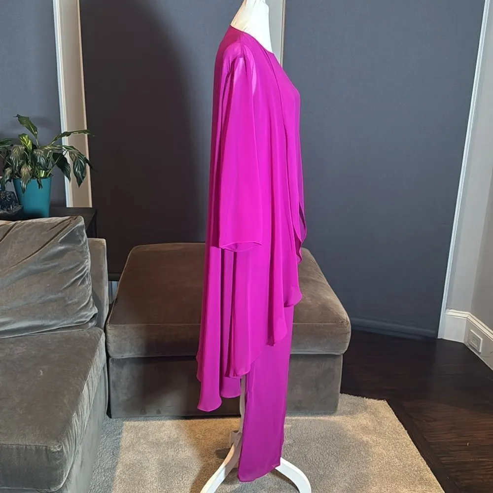 Women’s Chiffon 3 Piece Party Formal Mother of the Bride Pants Suit Size 6 NWOT Purple - Image 3