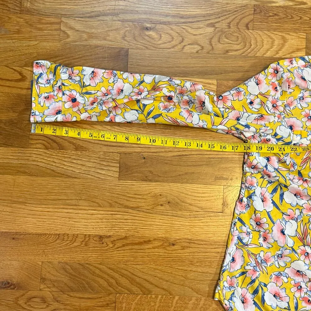 Tommy Hilfiger Womens Small Yellow Pink Floral Cotton Long Sleeve Shirt Cottage - Image 5