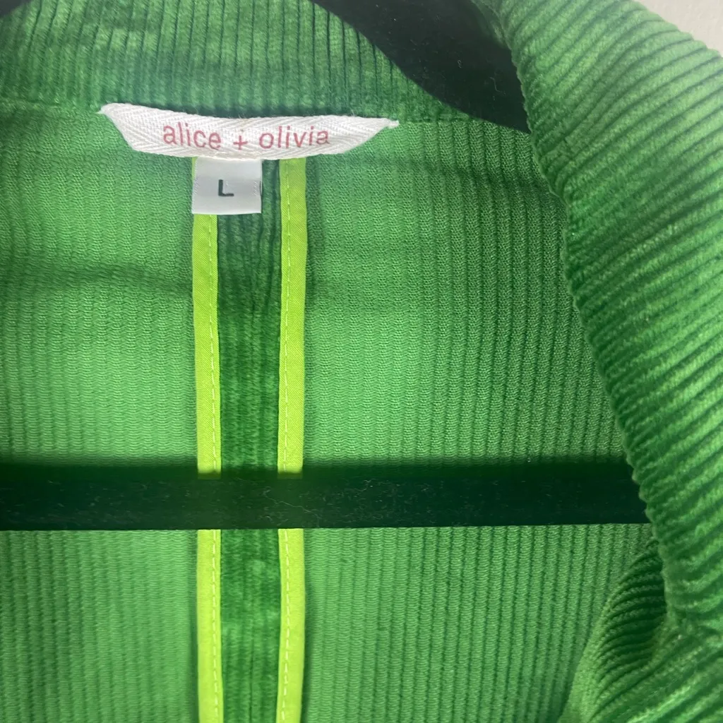 Alice + Olivia green corduroy jacket size L - Image 3