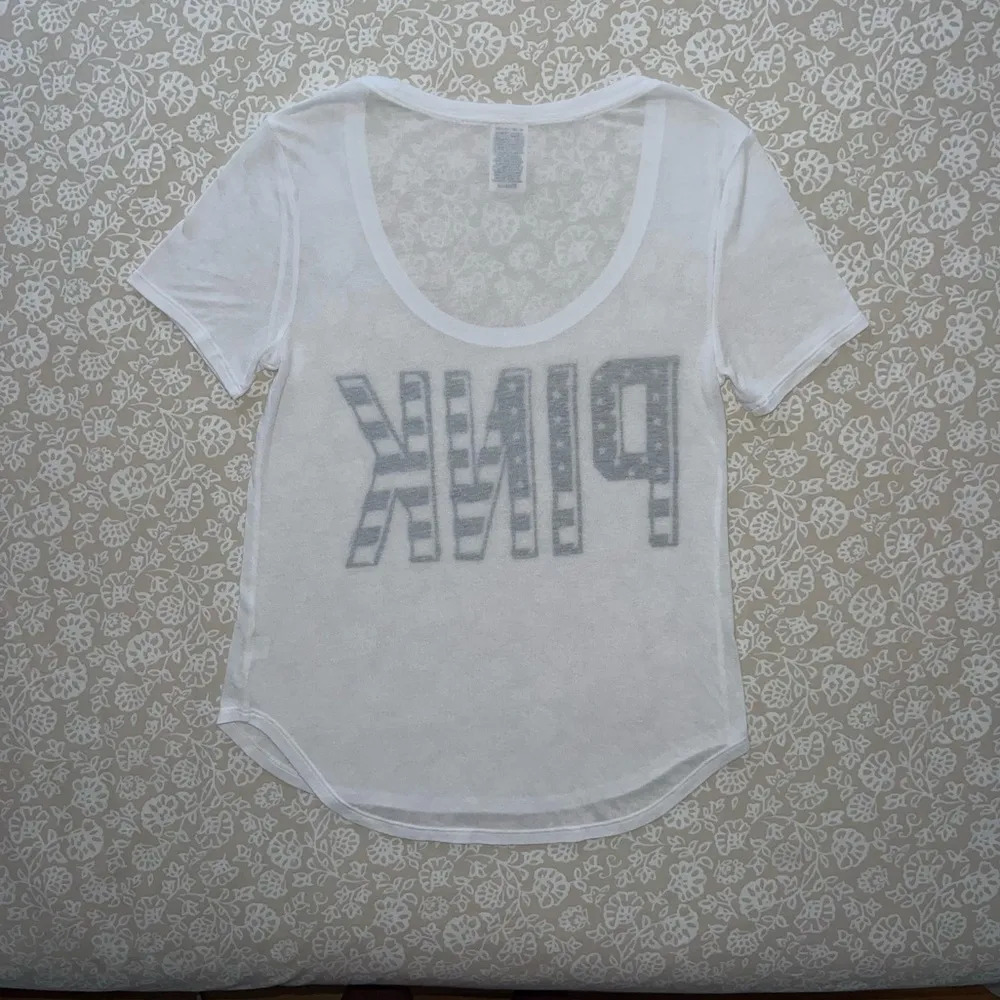 PINK Victoria's Secret White USA Flag Logo Shirt - Image 4