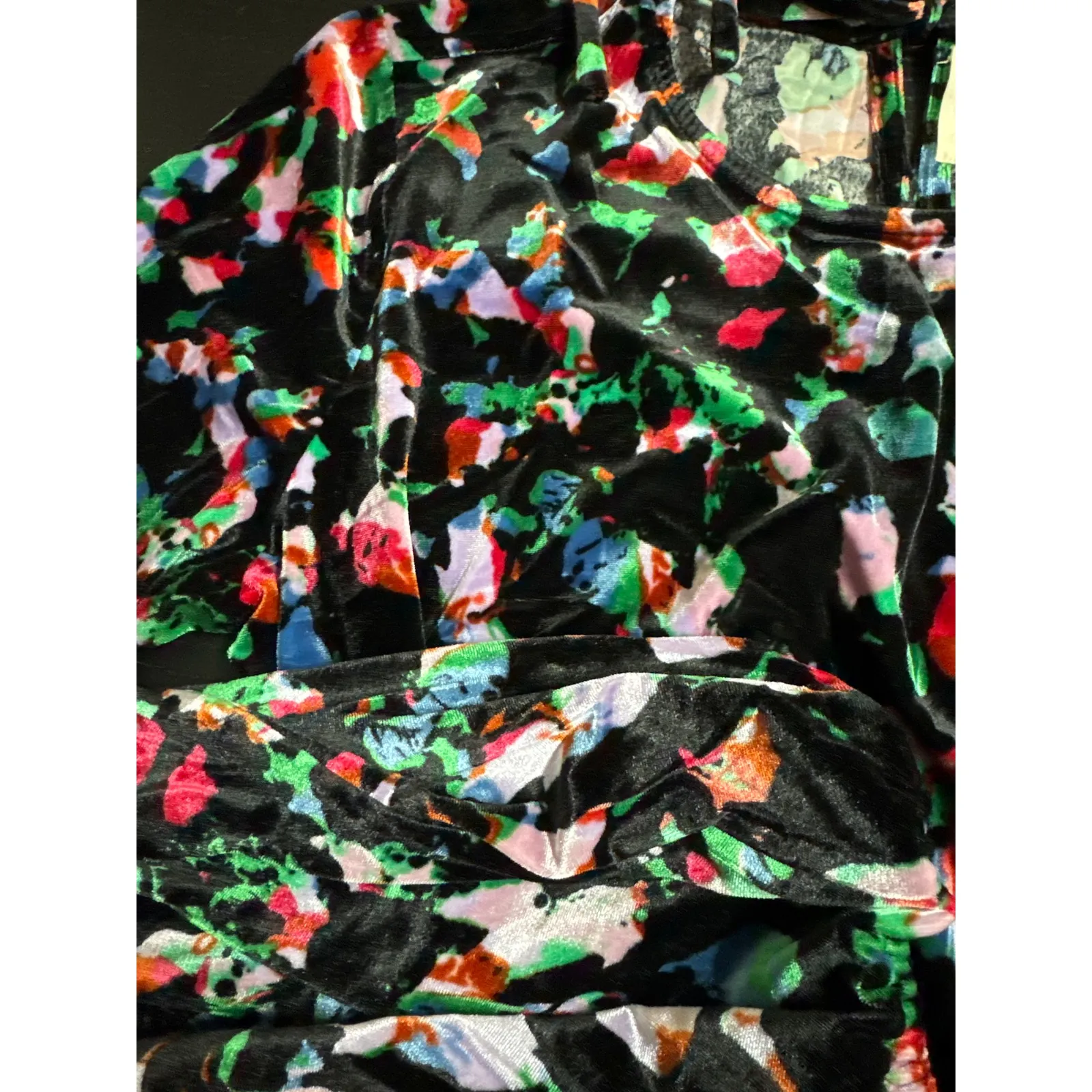 Aqua Velvet Cutout Mini Dress Long Sleeve Black Multicolor Print Size Medium - Image 9