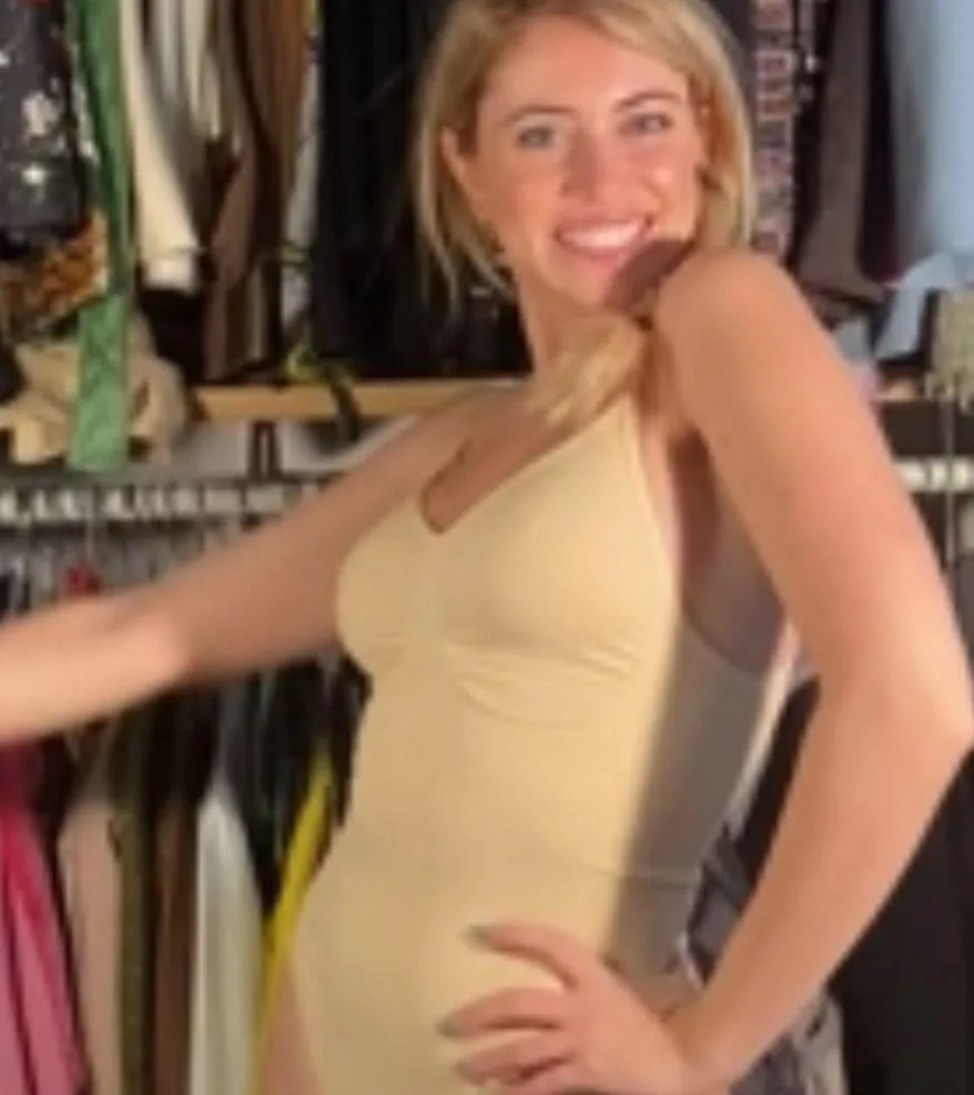 SHAPERX Bodysuit Beige Seamless Snatched Waist Control L/XL NWT nude viral Size L - Image 4