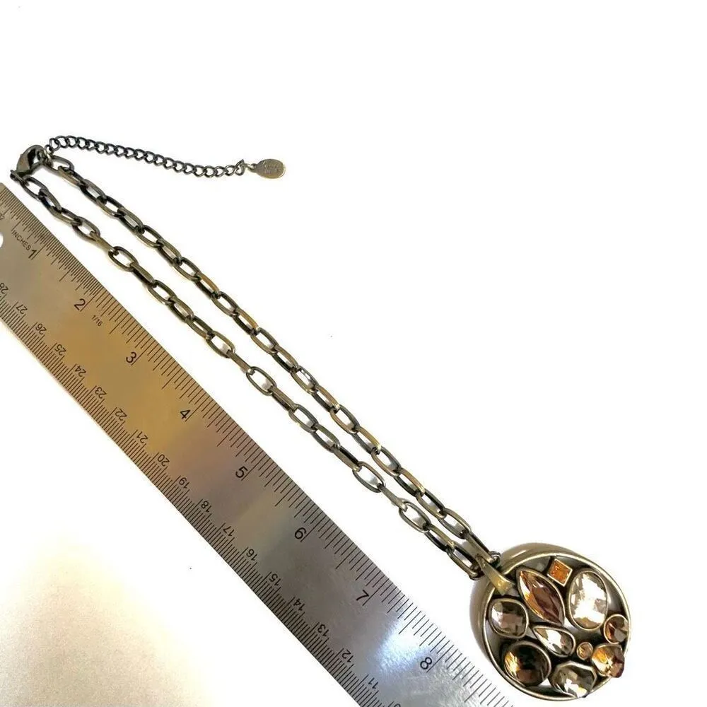 Cookie Lee brown rhinestone circle pendant necklace - Image 6