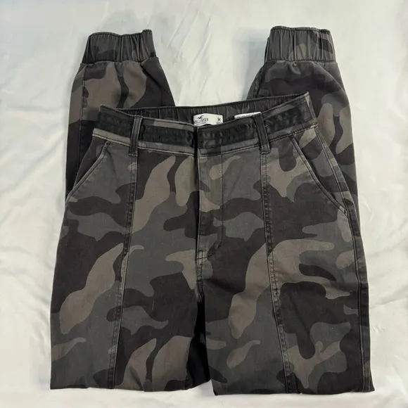 Hollister Jogger Pant Women Ultra High Rise Camo Green Utility Stretch Size M - Image 2