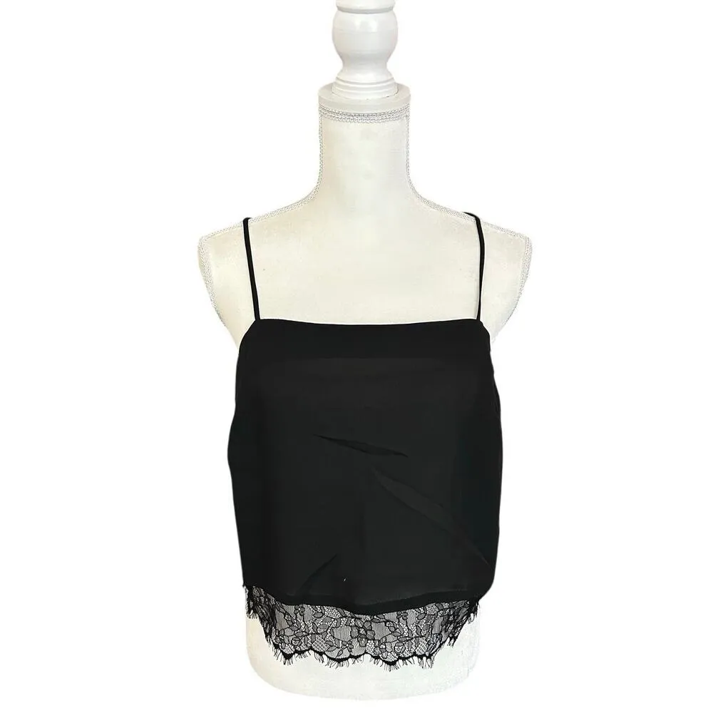 G. Reve Lace Trim Camisole Black Women Top Size Large Goth Y2K Grunge Sexy Chic - Image 3
