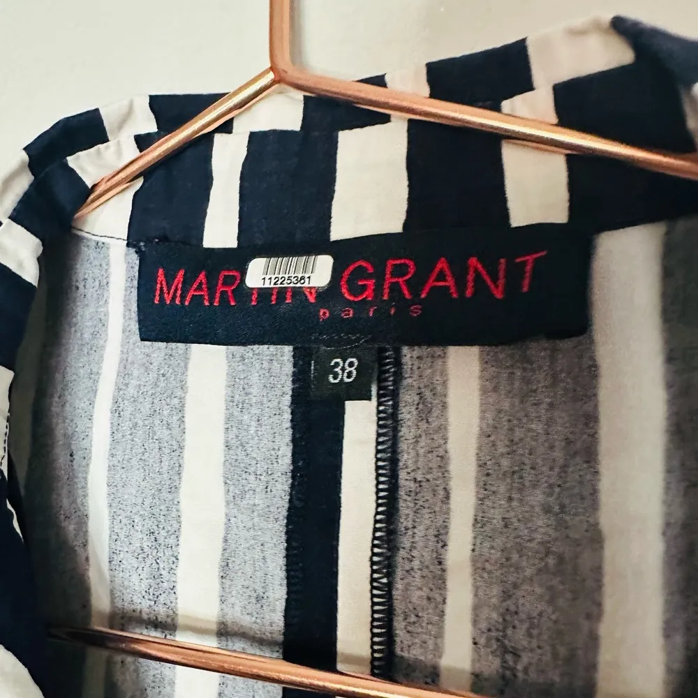 Martin Grant Women's Navy White Striped Cotton Longsleeve Romper Size 38 - Image 11