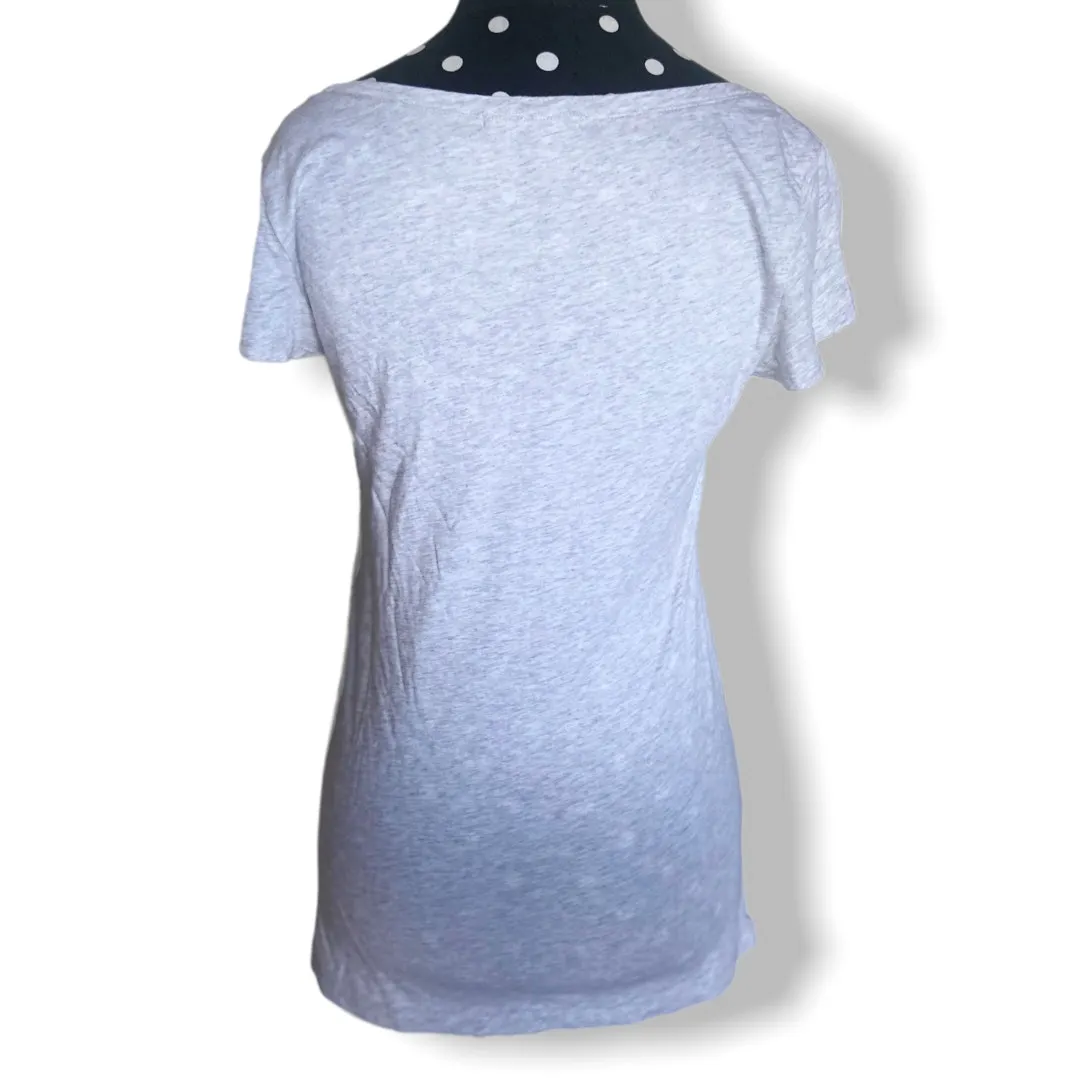 Gap Womens Tee Size Small Gray‎ Fitted Top Flowers at Neck Shirt - Image 3