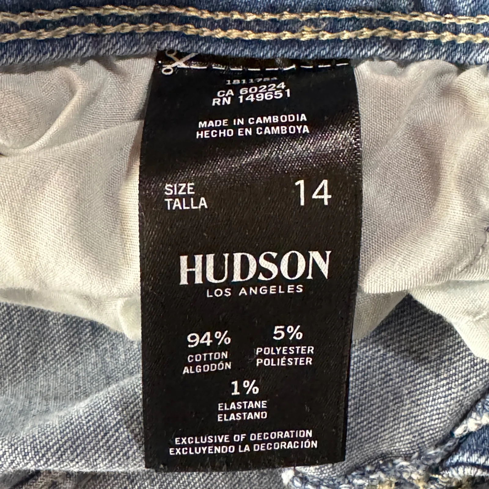 Hudson SZ 14 Straight Jeans Button-Flap Pockets Zip-Fly Stretch Hi-Rise Blue - Image 9