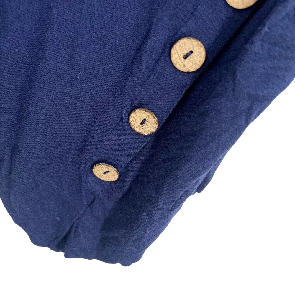 Fashionomics Navy Short Sleeve Asymmetrical Hem Button Detail XL - Image 2