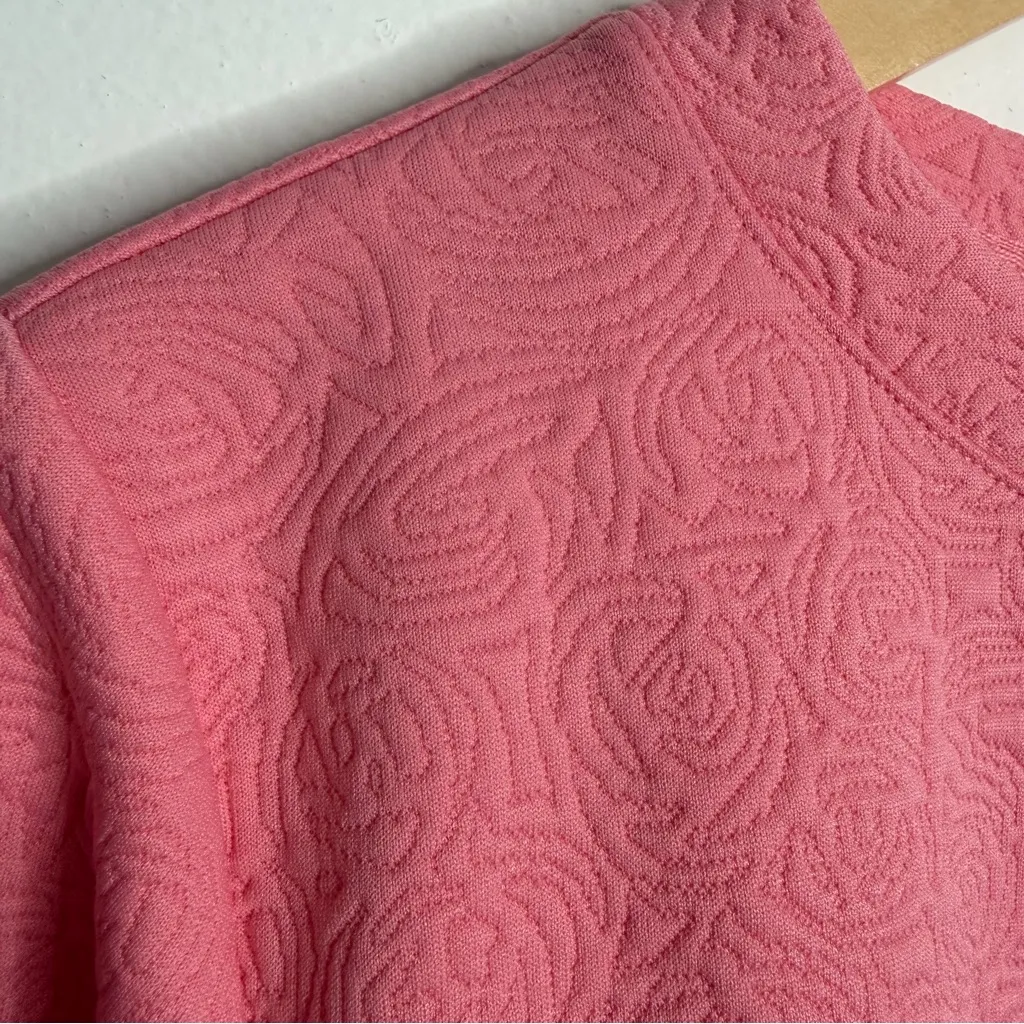 NWOT T By Talbots Pink Floral Jacquard Pattern Pullover Pink Long Sleeves Large - Image 5