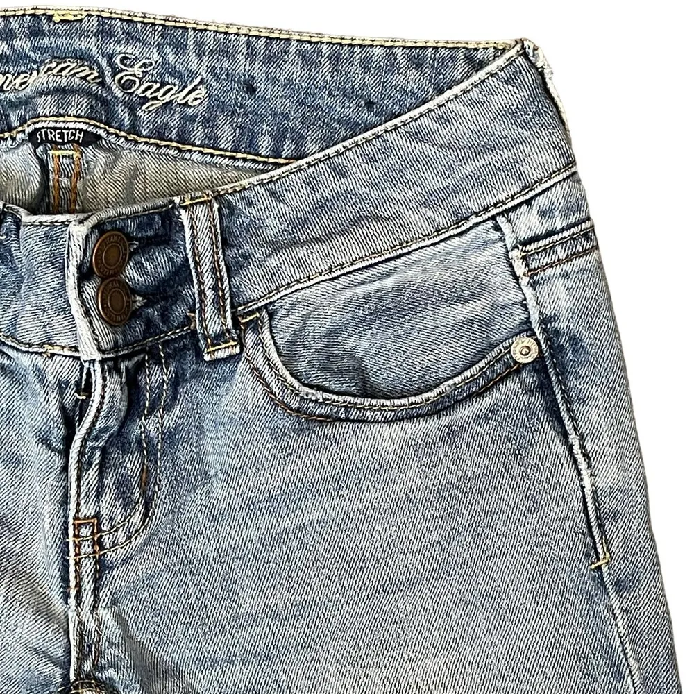 American Eagle Artist Stretch Flare Jeans Women Sz.0 Low-Rise Light Wash Denim - Image 6