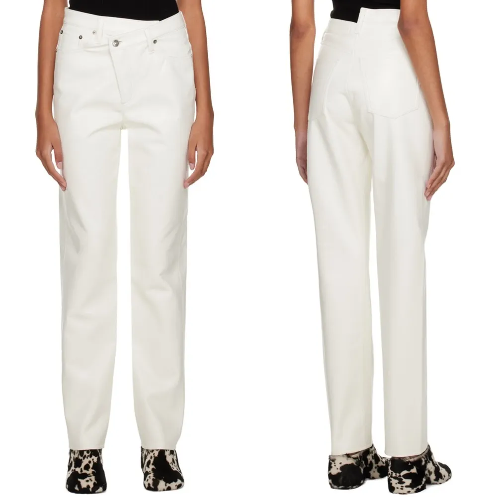 NWT AGOLDE Criss Cross Reycled Leather Pants in White - Image 7