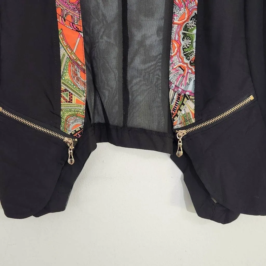 Black Open Jacket with Sheer Mesh Back Size Small Shein Curve Black Boho Kimono - Image 3