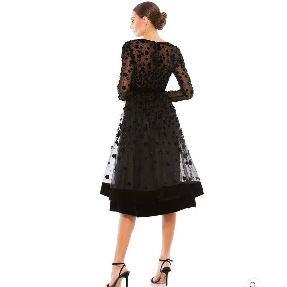 Mac Duggal Embellished Illusion Fit & Flare Dress 67007 Black - Image 6