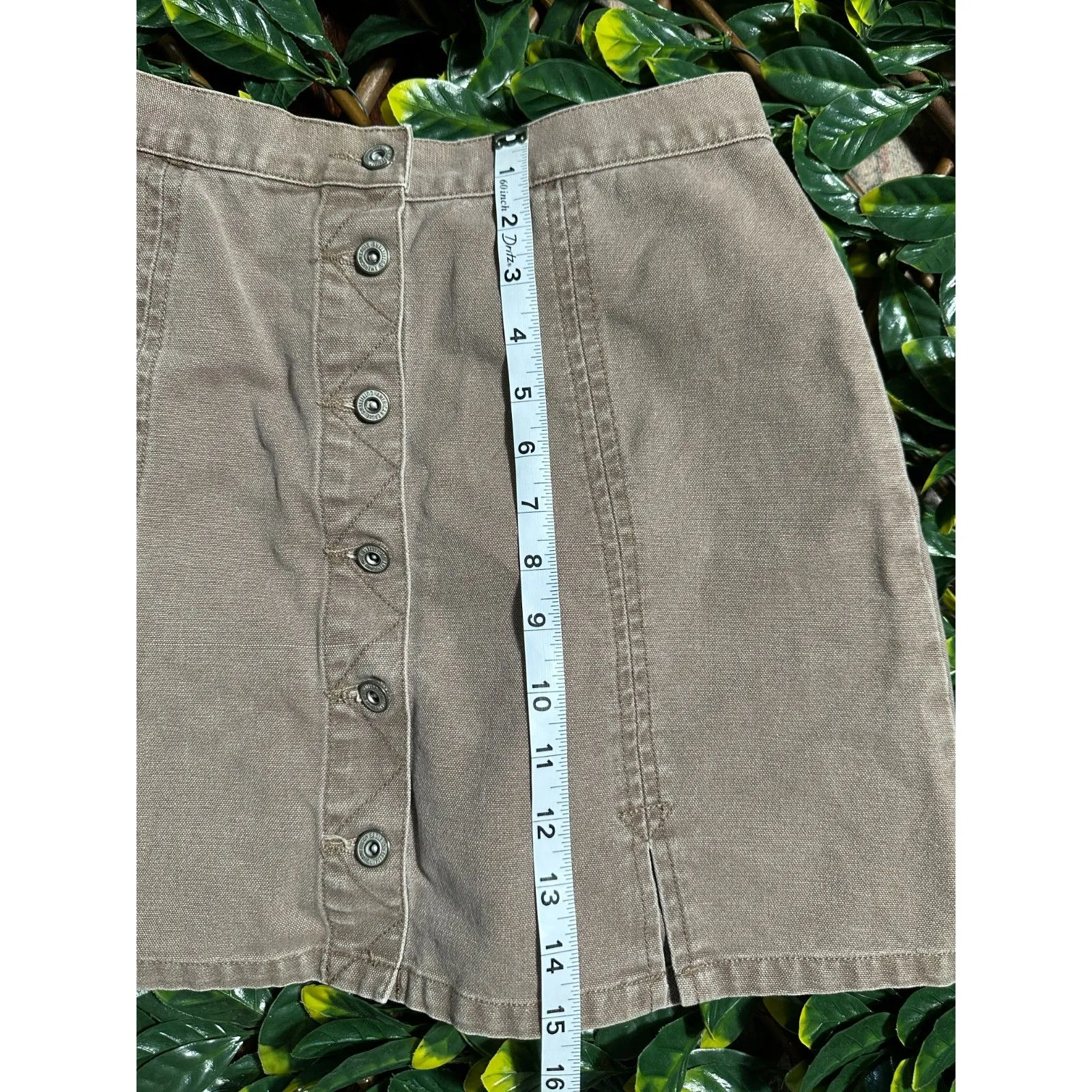 Vintage American Eagle Preppy Tan Button Up Mini Skirt Size 6 - Image 11