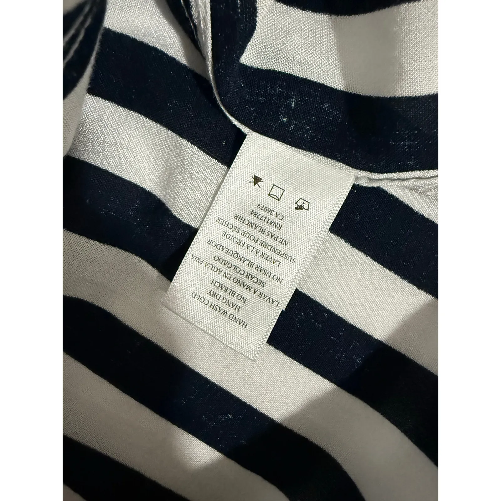 $198 Rails Collette Tie Neck Button Down Shirt - Navy Stripe - Medium - Image 6