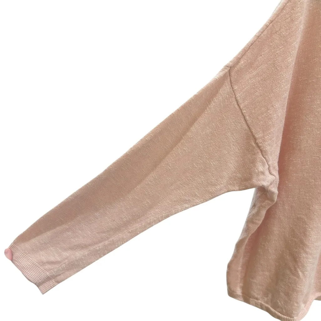 Eileen Fisher Organic Linen Cotton Crew Neck Lightweight‎ Sweater Pink XL - Image 7