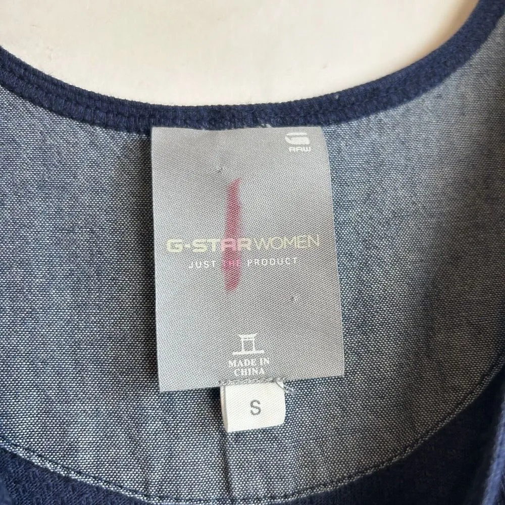 G-star Womans Size Small Denim Maxi Dress High Low Rope Belt Waist - Image 7