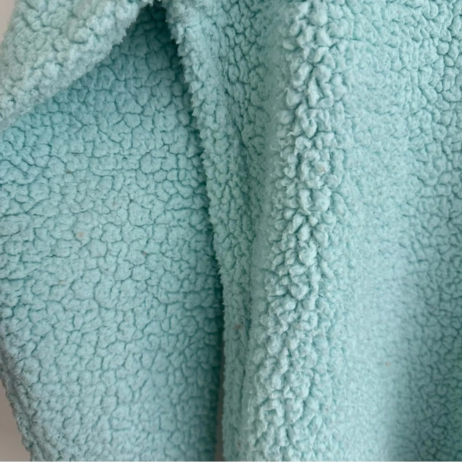 Victoria's Secret Pink Oversized Fleece Jacket Sweater Teal Blue 1/4 Zip-Up XS - Image 6