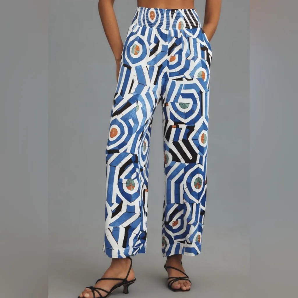 Anthropologie Maeve Women’s The Saria Smocked High Waist Wide Leg Printed Pants - Image 8