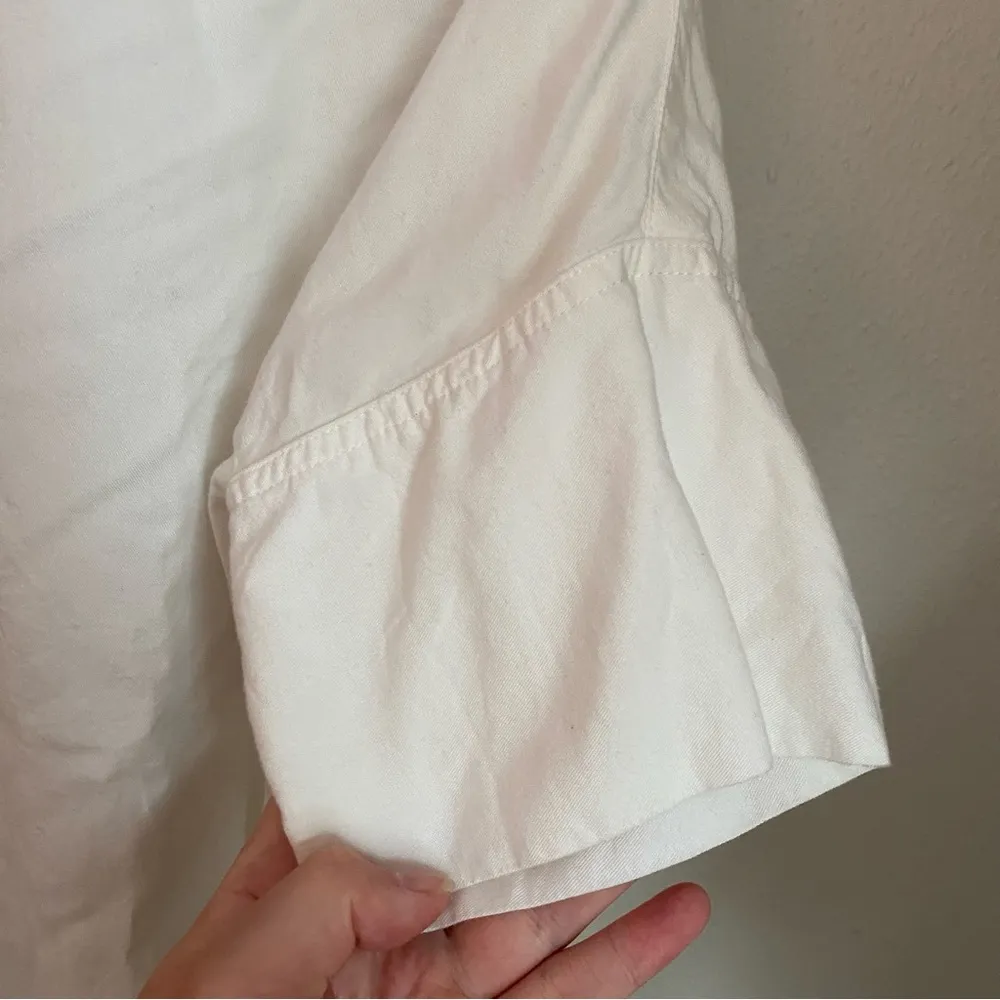 Madewell Short Sleeve V-Neck Collared Button Up White Shirt​ Small Normcore Work - Image 3