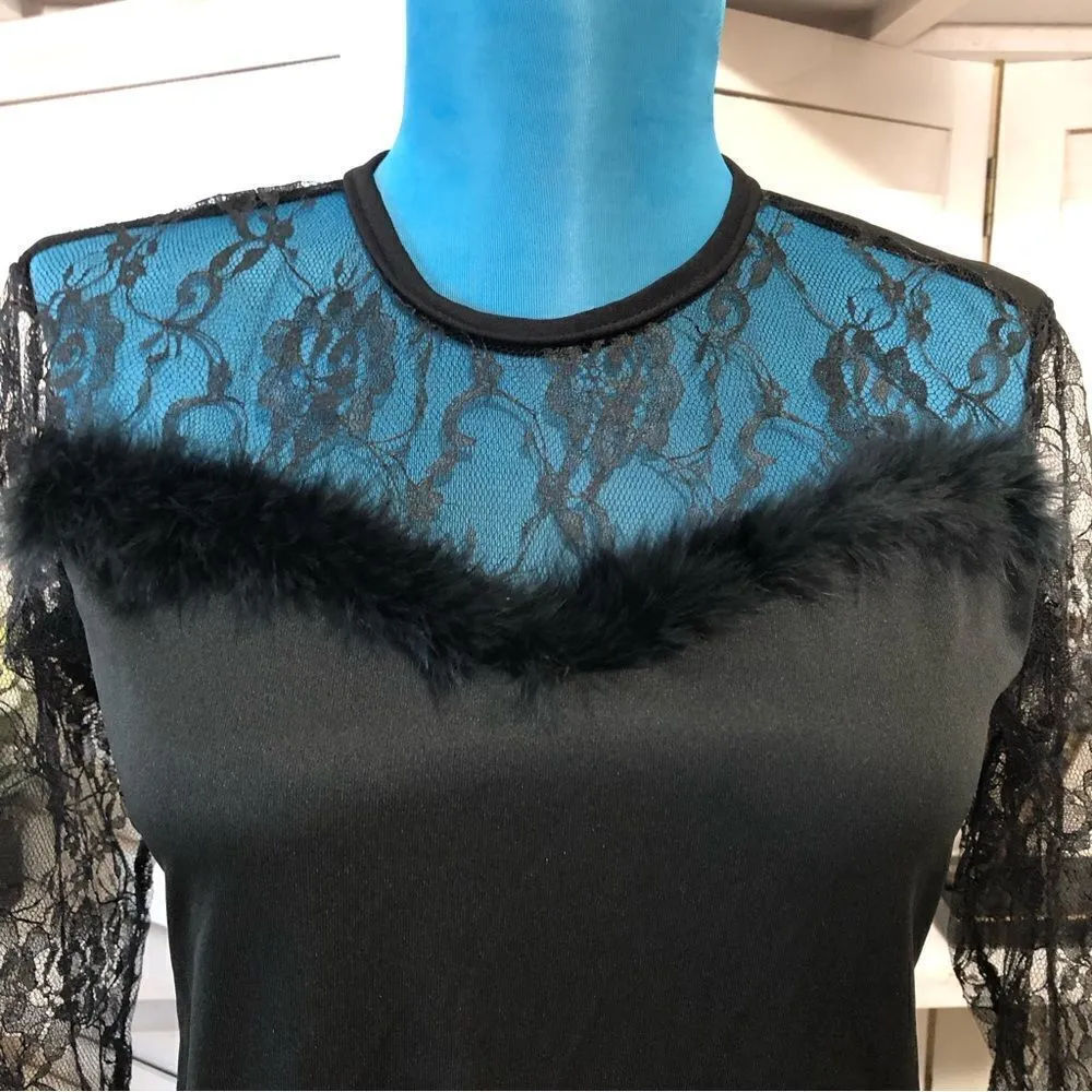 Vintage 90s Y2K gothic witch costume sheer black lace cosplay maxi dress Sz M Size M - Image 9