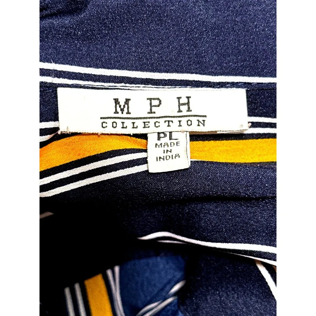 MPH Collection PL Navy Mustard Vertical Stripe Collared Button Front Shirt Dress Yellow Size undefined - Image 6