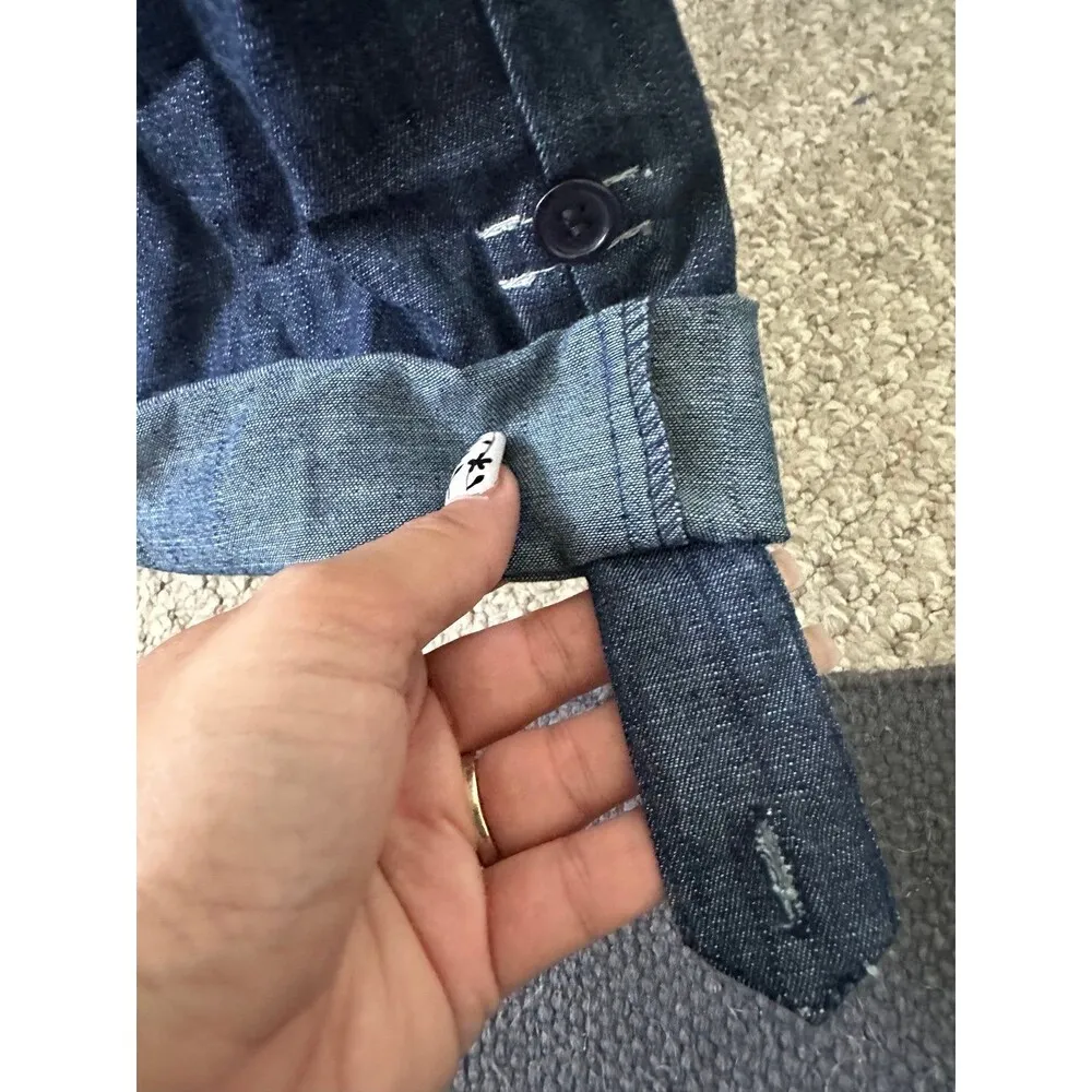 Body Central NWOT 100% Cotton Chambray Smock Strapless Wide Leg Jumpsuit L - Image 5