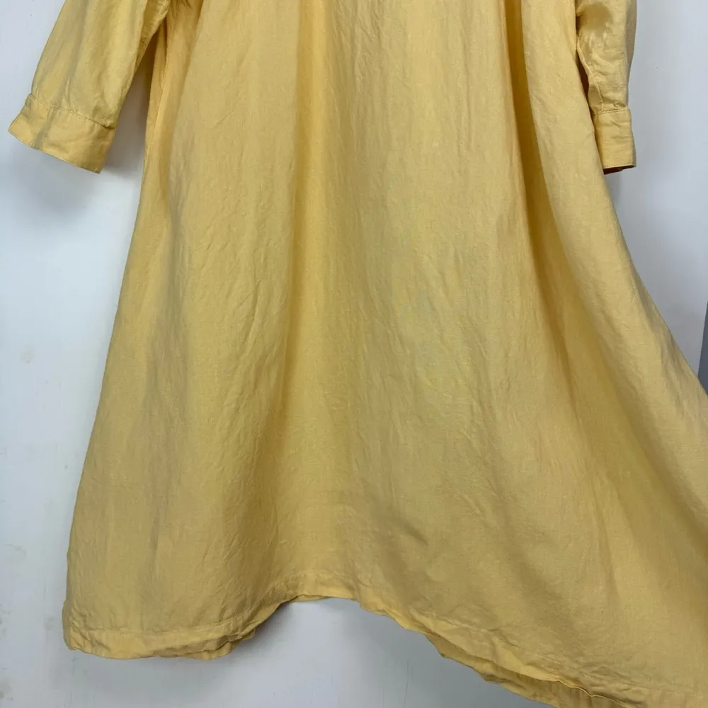 J. Jill Pure Jill 100% Linen Pale Yellow Button Down Shirt Dress Sz XL Petite - Image 15