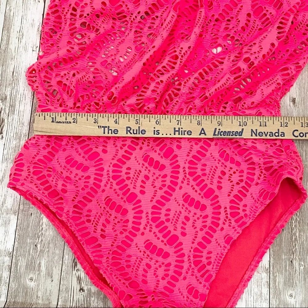 Aerie Off the Shoulder Neon Pink One Pc Swimsuit - Image 6