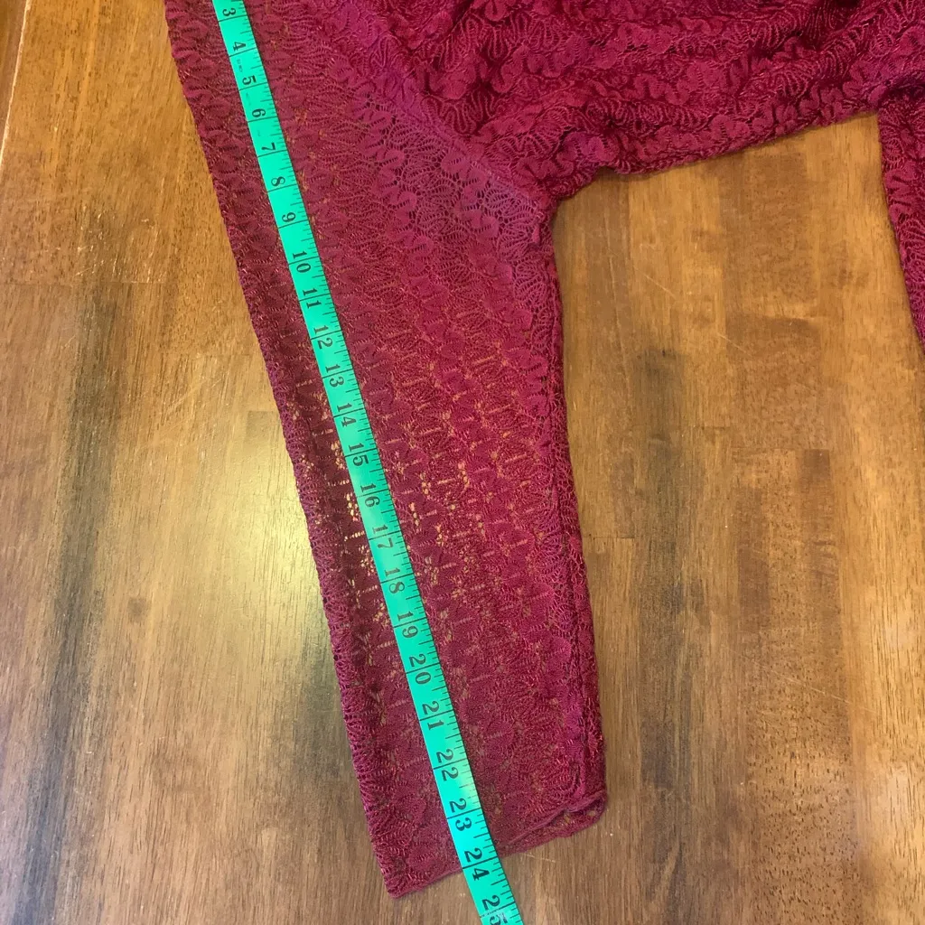 Indigo Soul Top 2XL Burgundy Shark bite Tunic Lined Lace Overlay 3/4 Lace Sleeve Red Size undefined - Image 6