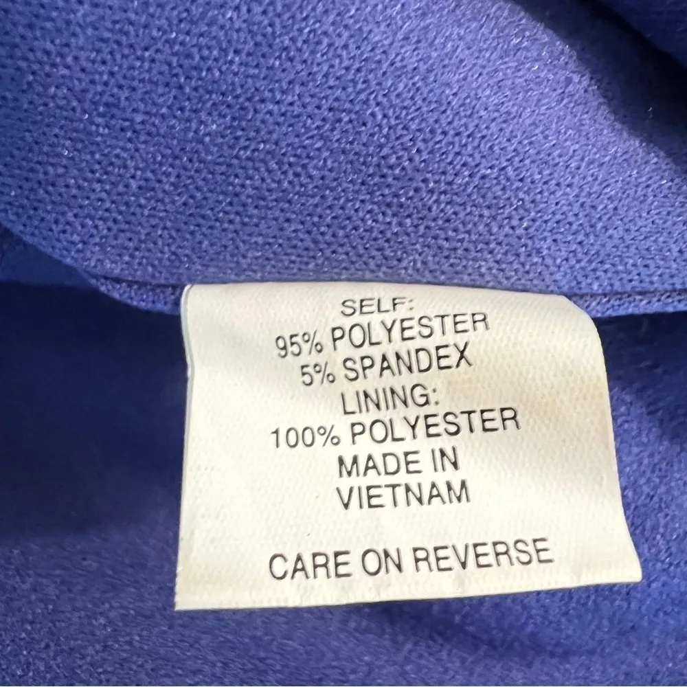 New York & Company Dress Ruched M Periwinkle Blue Purple Mini Knit V - Image 16