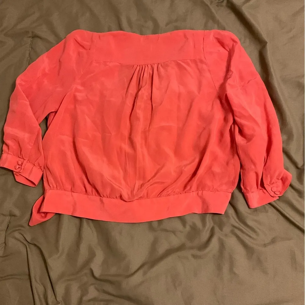 Madewell | Tops | Madewell Silk Sash Tie Front Wrap Coral Crop Top - Image 9