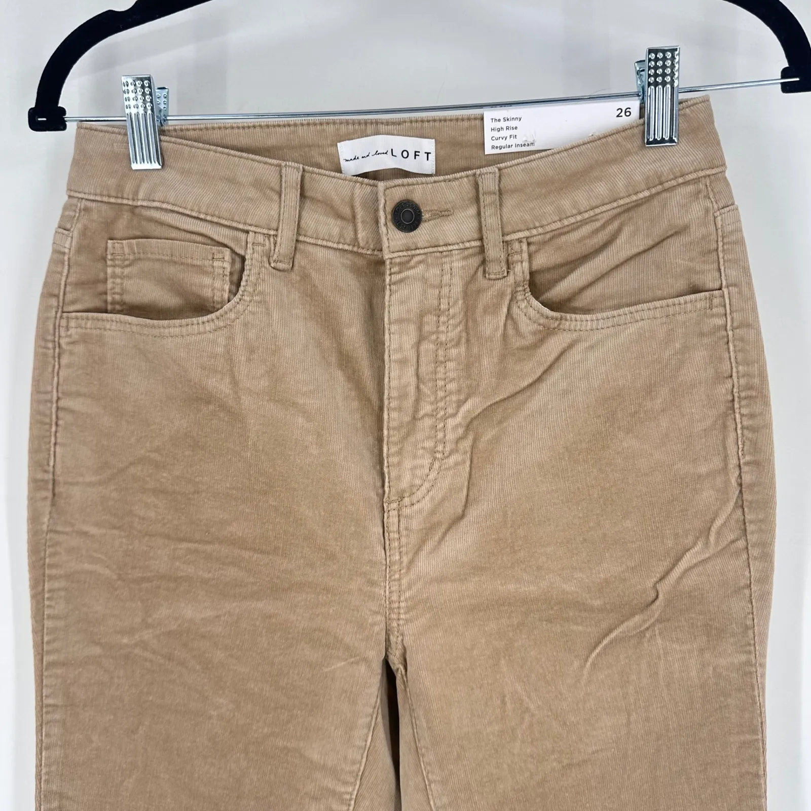 LOFT The Skinny High Rise Curvy Fit Corduroy Pants Women's Size 2 Tan Size 26 - Image 10