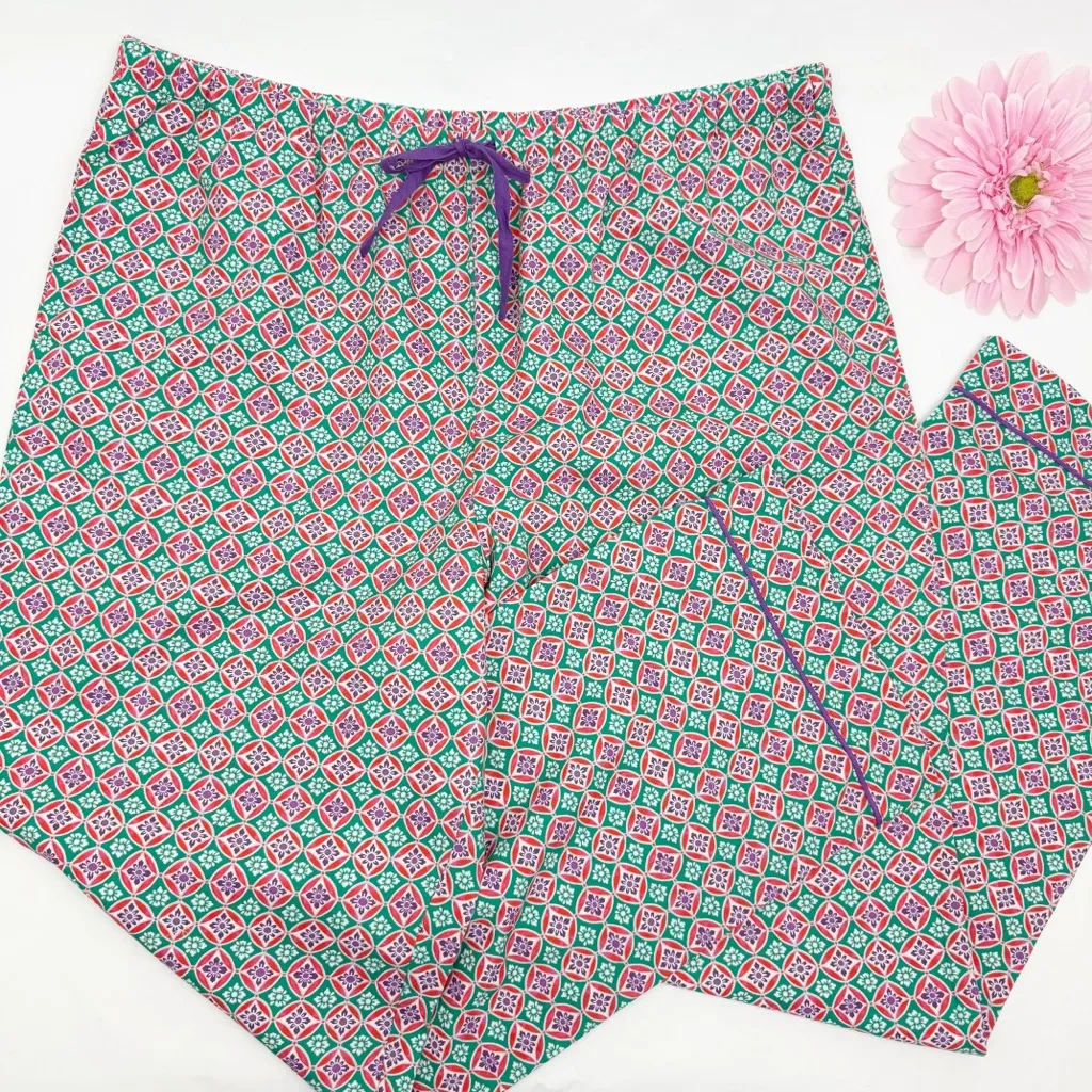 BedHead PJ’s Pajamas Two (2) Piece Set Long Sleeve Top Bottoms Cotton Printed Green Size 1X - Image 7