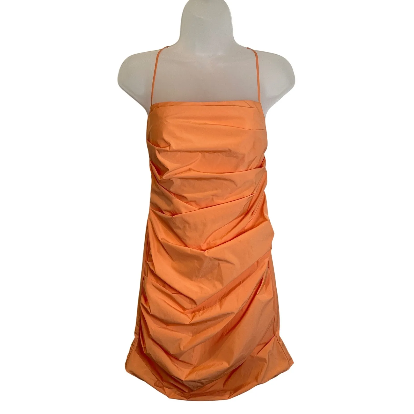 Amanda Uprichard Laconia‎ Chain Ruched Dress Mini Orange Party Cocktail Size S - Image 2