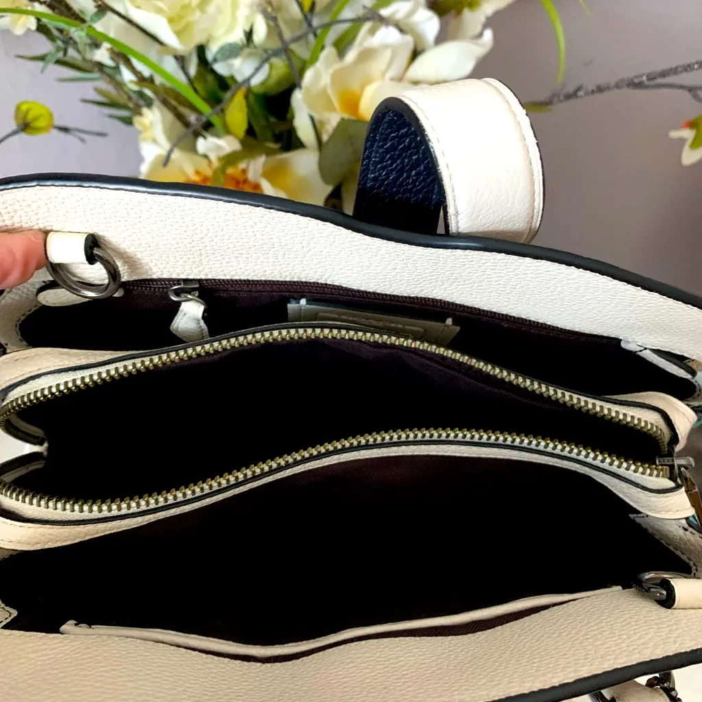 COACH Mercer Satchel Floral Print Handbag with Red Accents - Image 9