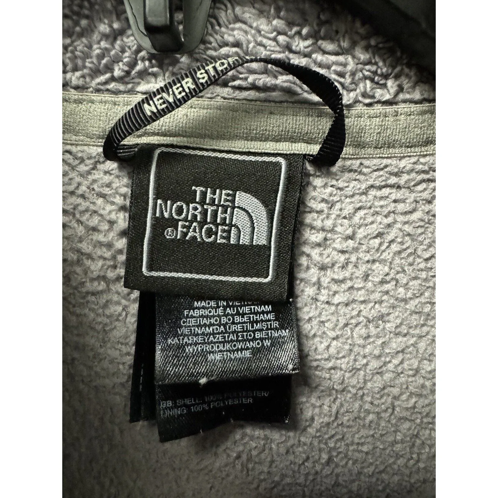 Womens The North Face Ladies‎ XL Zip Osito Fleece Jacket Silver Grey Full Fuzzy - Image 4