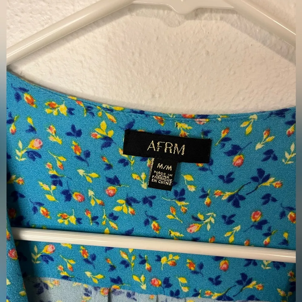 AFRM Nora Thong Bodysuit in Blue Ditsy Size Medium - Image 3