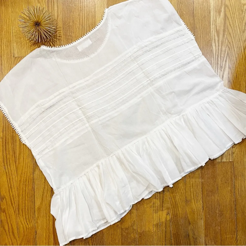 Velvet by Graham and Spencer WHITE Baby Doll Cotton Top Anthropologie Size Med - Image 8