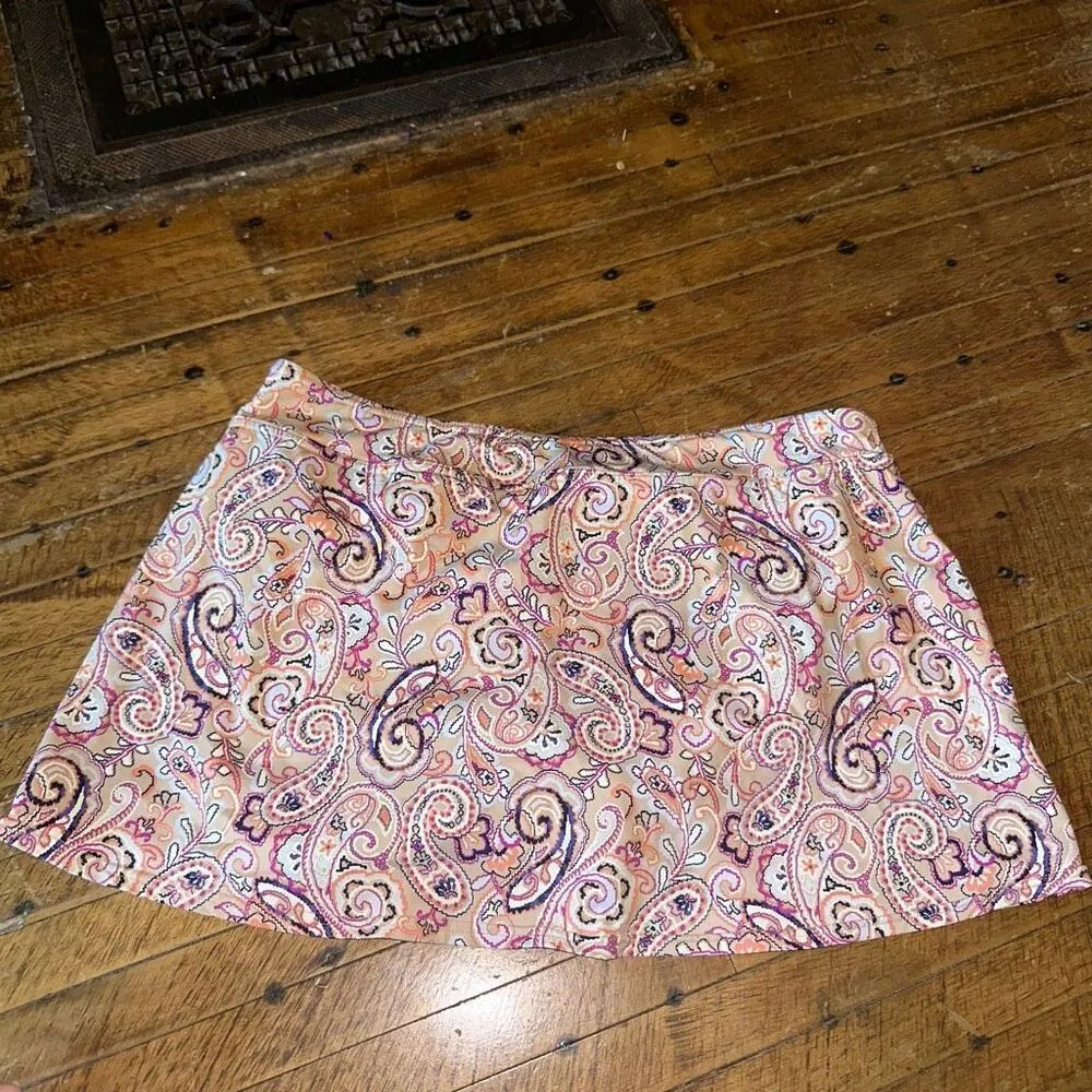 Lands End pink paisley beachy modest 14 swim skort - Image 5