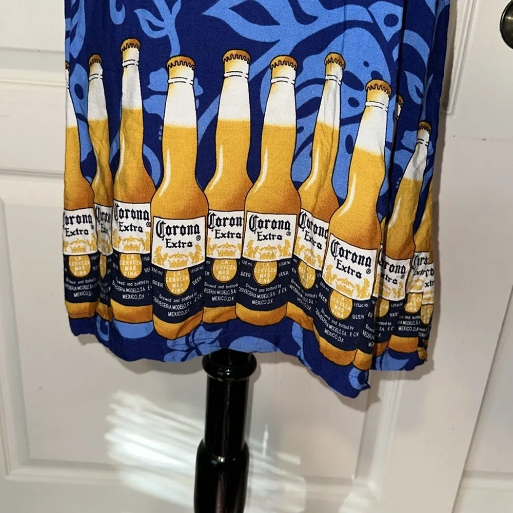 VTG CORONA EXTRA BEER HAWAIIAN PRINT CAMI DRESS Blue Size M - Image 4