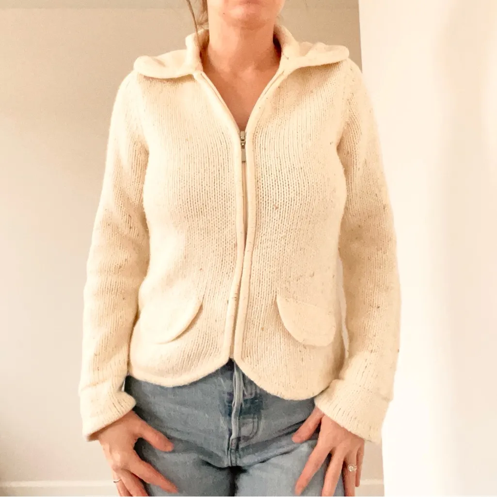 Liz Claiborne Cream Knit Zip Up Jacket - Image 5