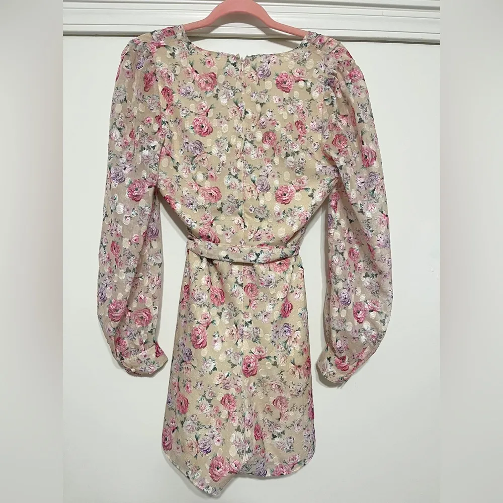 EXPRESS Floral Wrap Tie Romper - Image 2