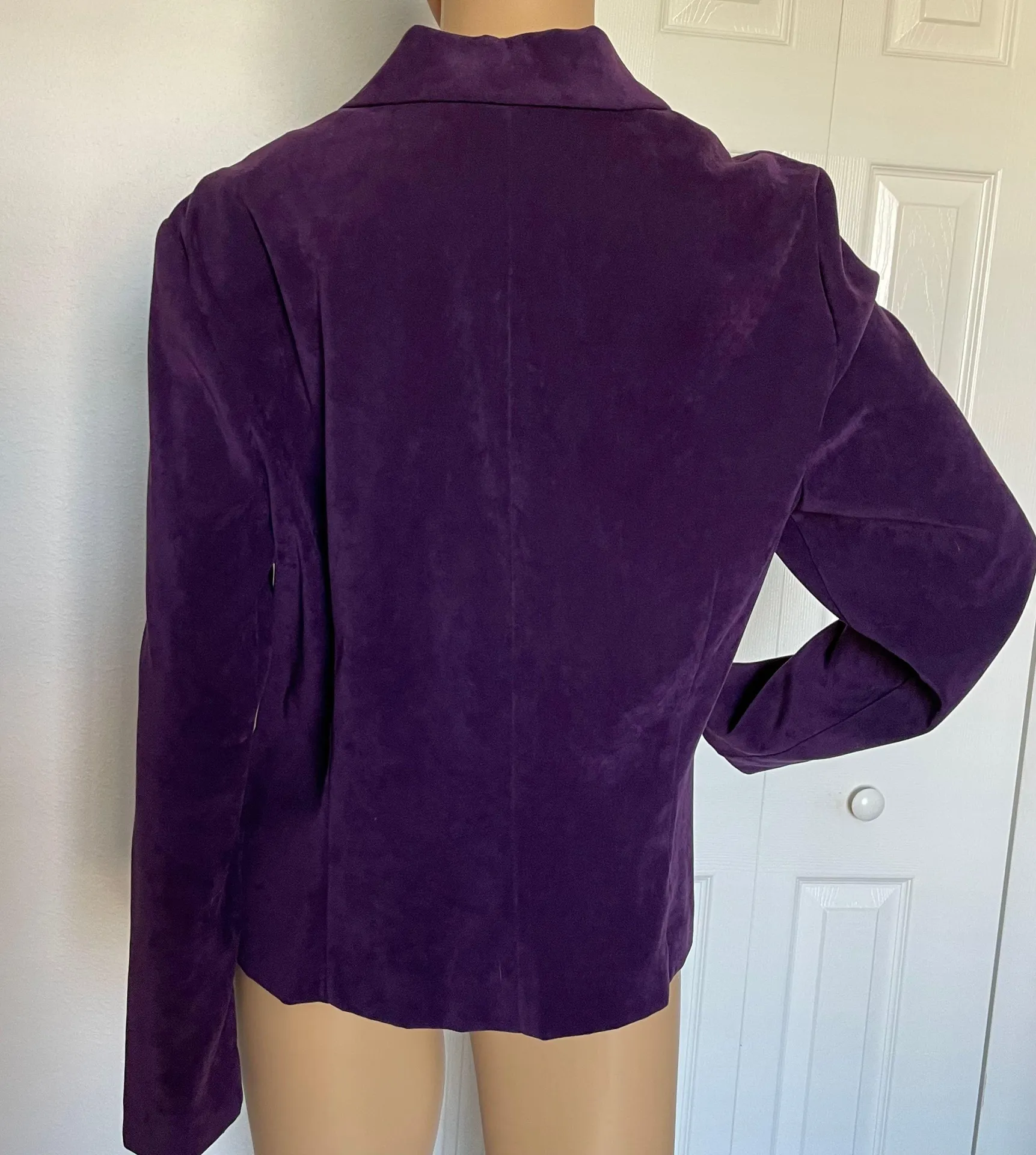 Dresses Petite Purple Velvet Jacket Blazer Button Down Size 16 - Image 2
