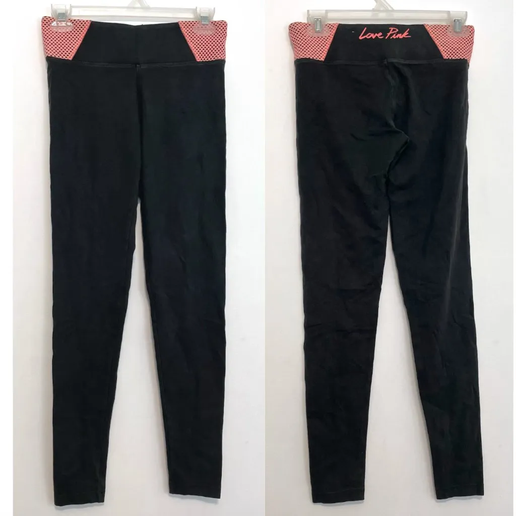 PINK YOGA VS PINK VICTORIAS SECRET Yoga Legging Black Peach Coral Mesh Yoga Pant - Image 3