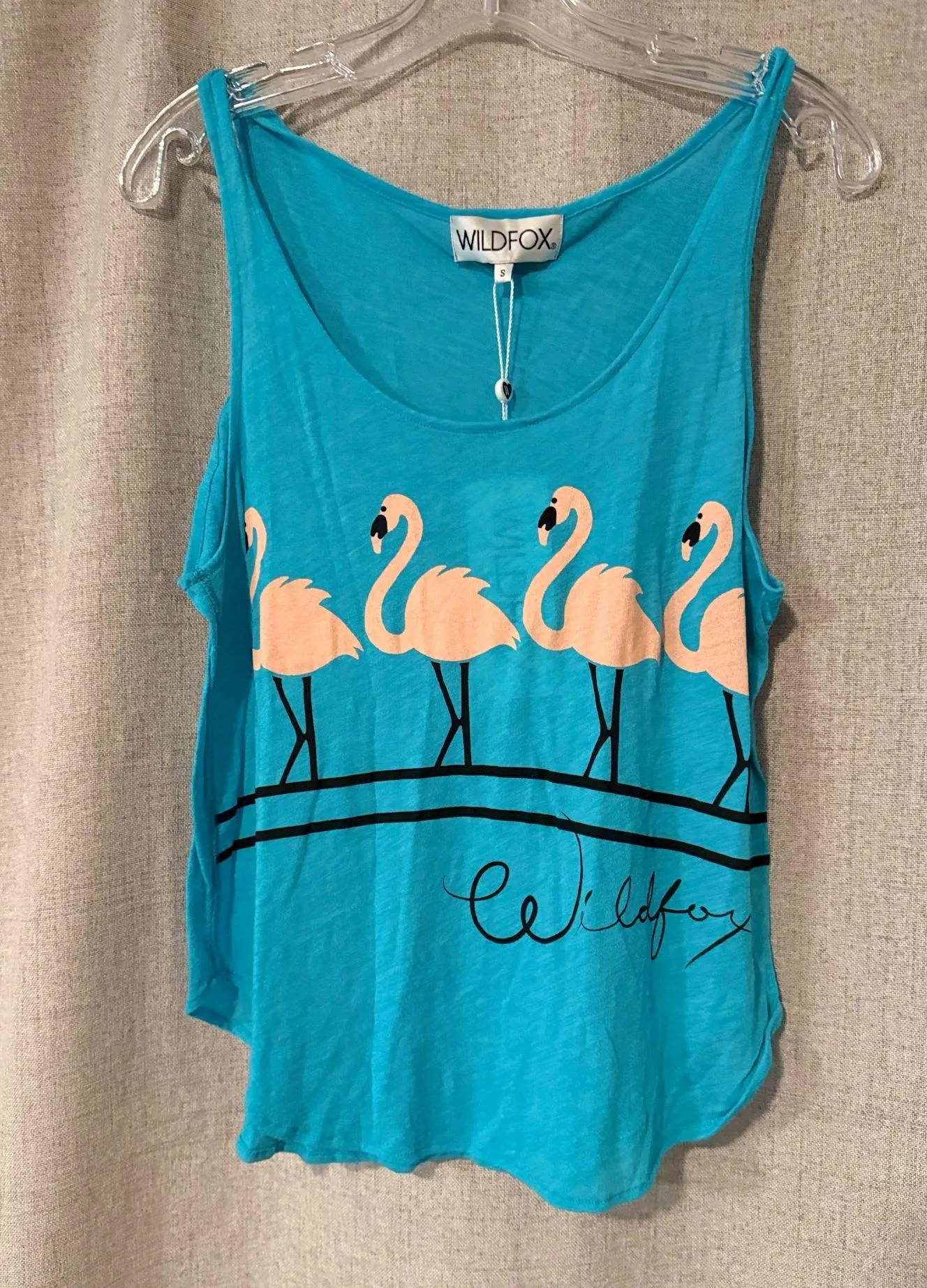 Wildfox | Teal Flamingo Graphic Tank Top | S - Image 4