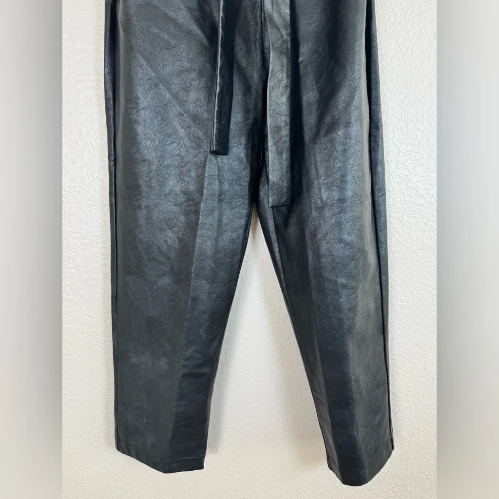 Bardot Debbie Black Faux Leather Paperbag Pants size US 4 Small $119 Revolve - Image 7
